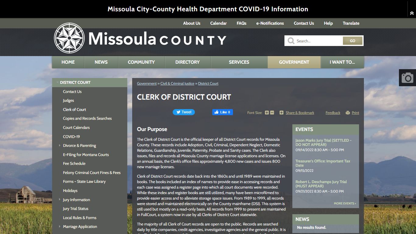 Clerk of District Court | Missoula County, MT